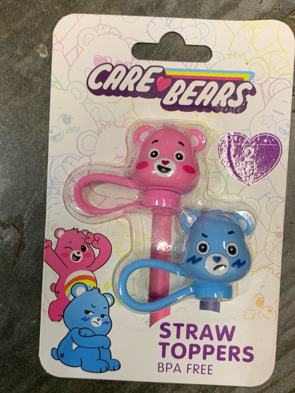 Care Bears Pink & Blue Straw Toppers Set - 2-Pack